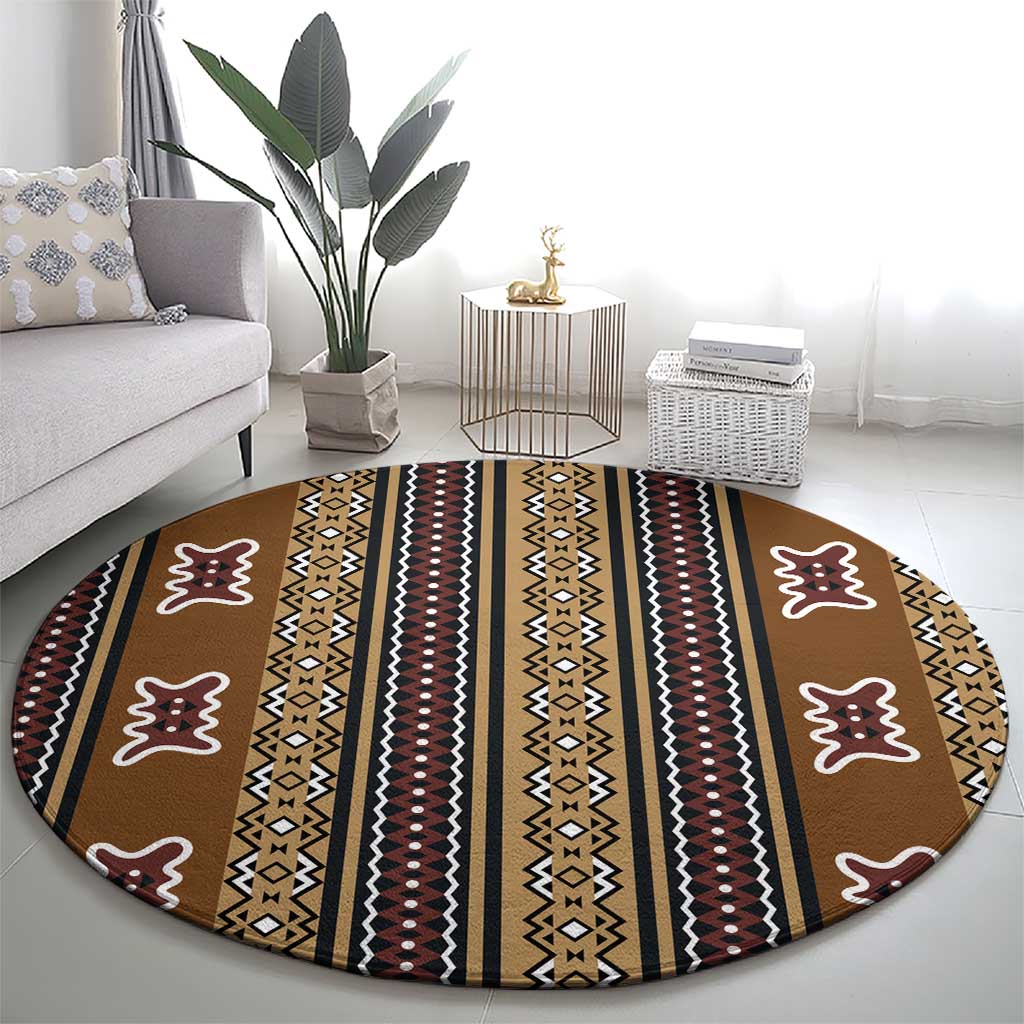 Mali Bologan Mud Cloth Pattern Round Carpet - Wonder Print Shop