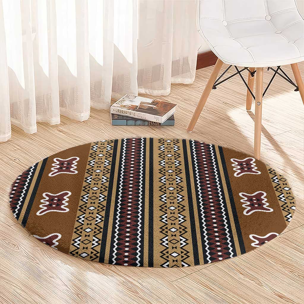 Mali Bologan Mud Cloth Pattern Round Carpet - Wonder Print Shop