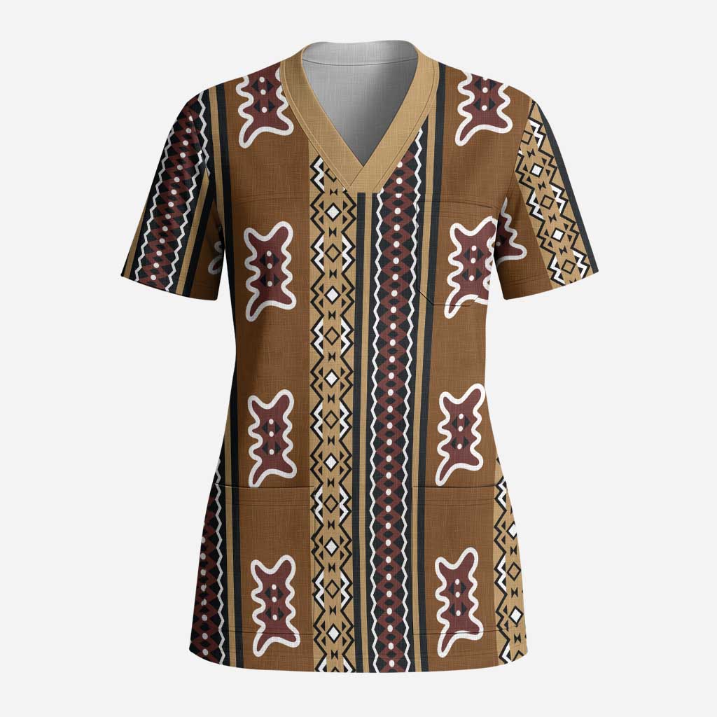 Mali Bologan Mud Cloth Pattern Scrub Top - Wonder Print Shop