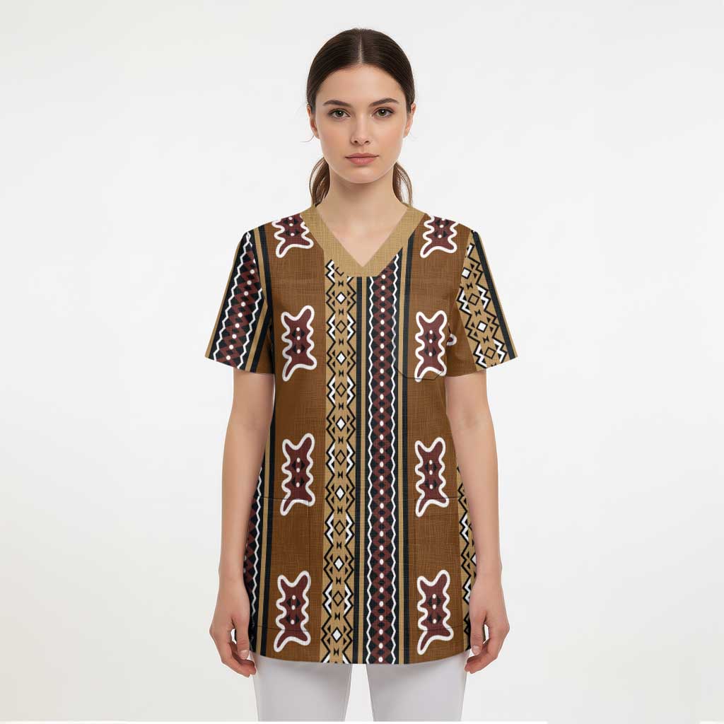 Mali Bologan Mud Cloth Pattern Scrub Top - Wonder Print Shop