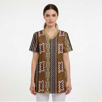 Mali Bologan Mud Cloth Pattern Scrub Top - Wonder Print Shop