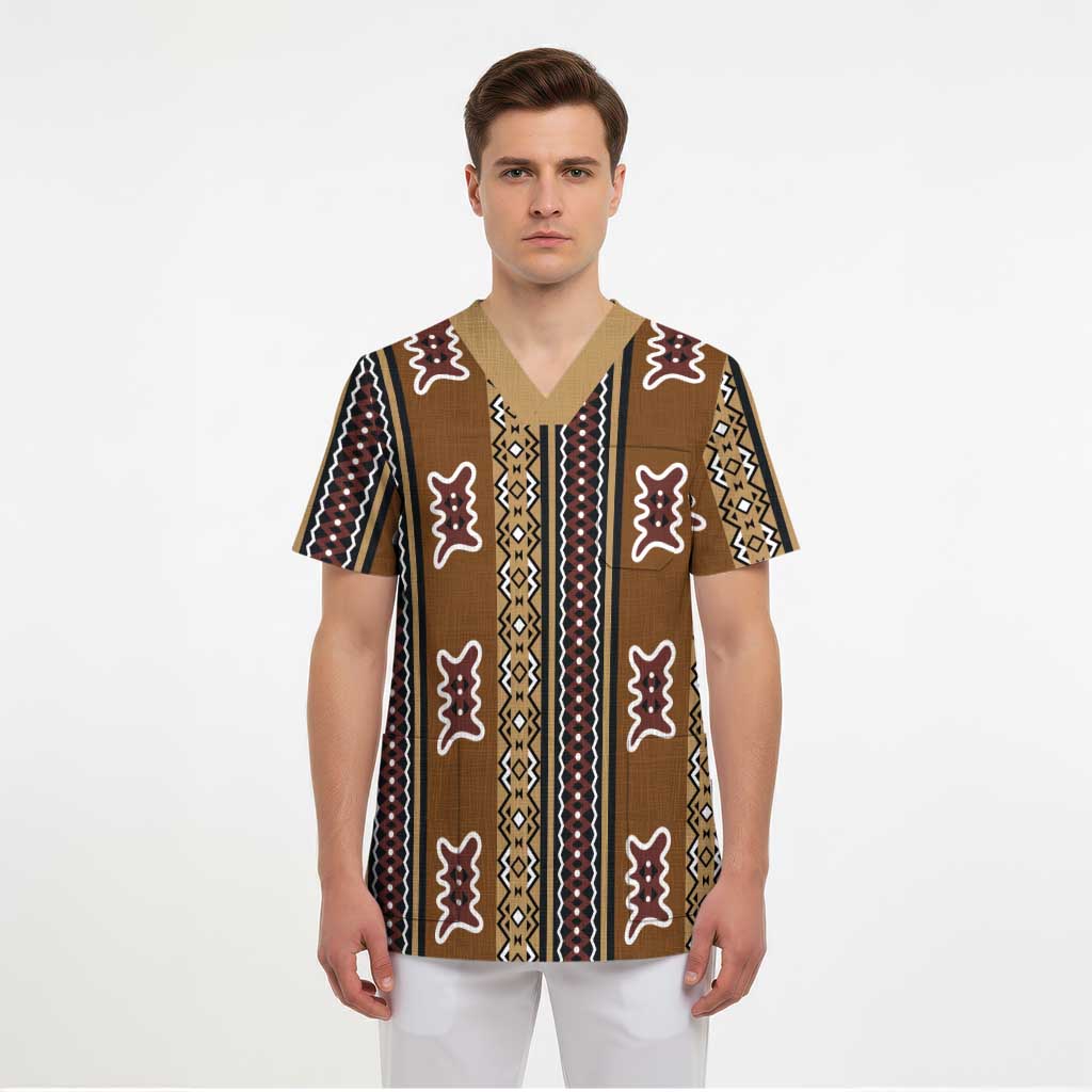 Mali Bologan Mud Cloth Pattern Scrub Top - Wonder Print Shop