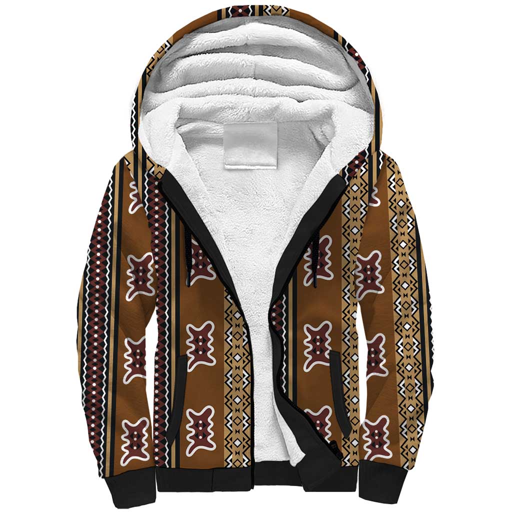 Mali Bologan Mud Cloth Pattern Sherpa Hoodie - Wonder Print Shop