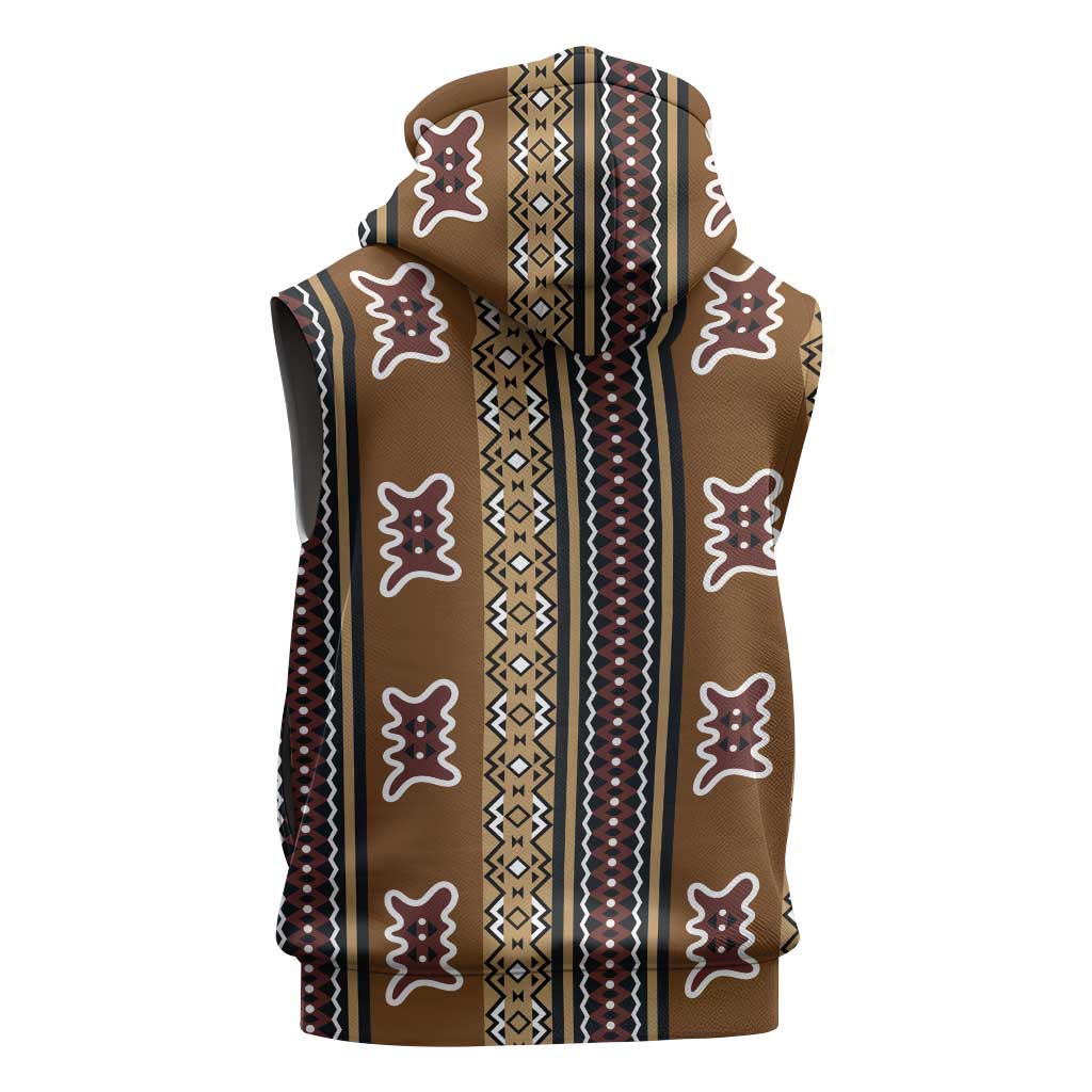 Mali Bologan Mud Cloth Pattern Sleeveless Hoodie - Wonder Print Shop