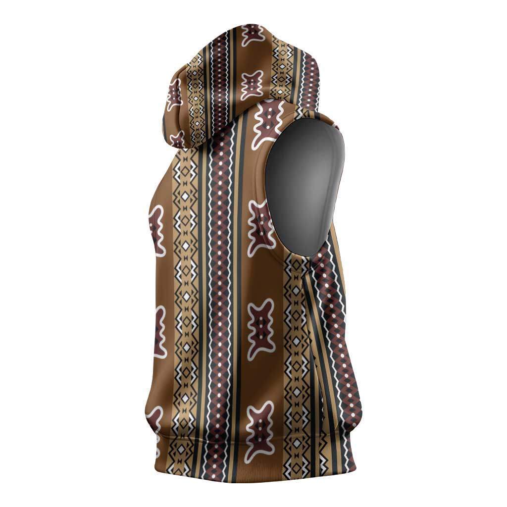 Mali Bologan Mud Cloth Pattern Sleeveless Hoodie - Wonder Print Shop