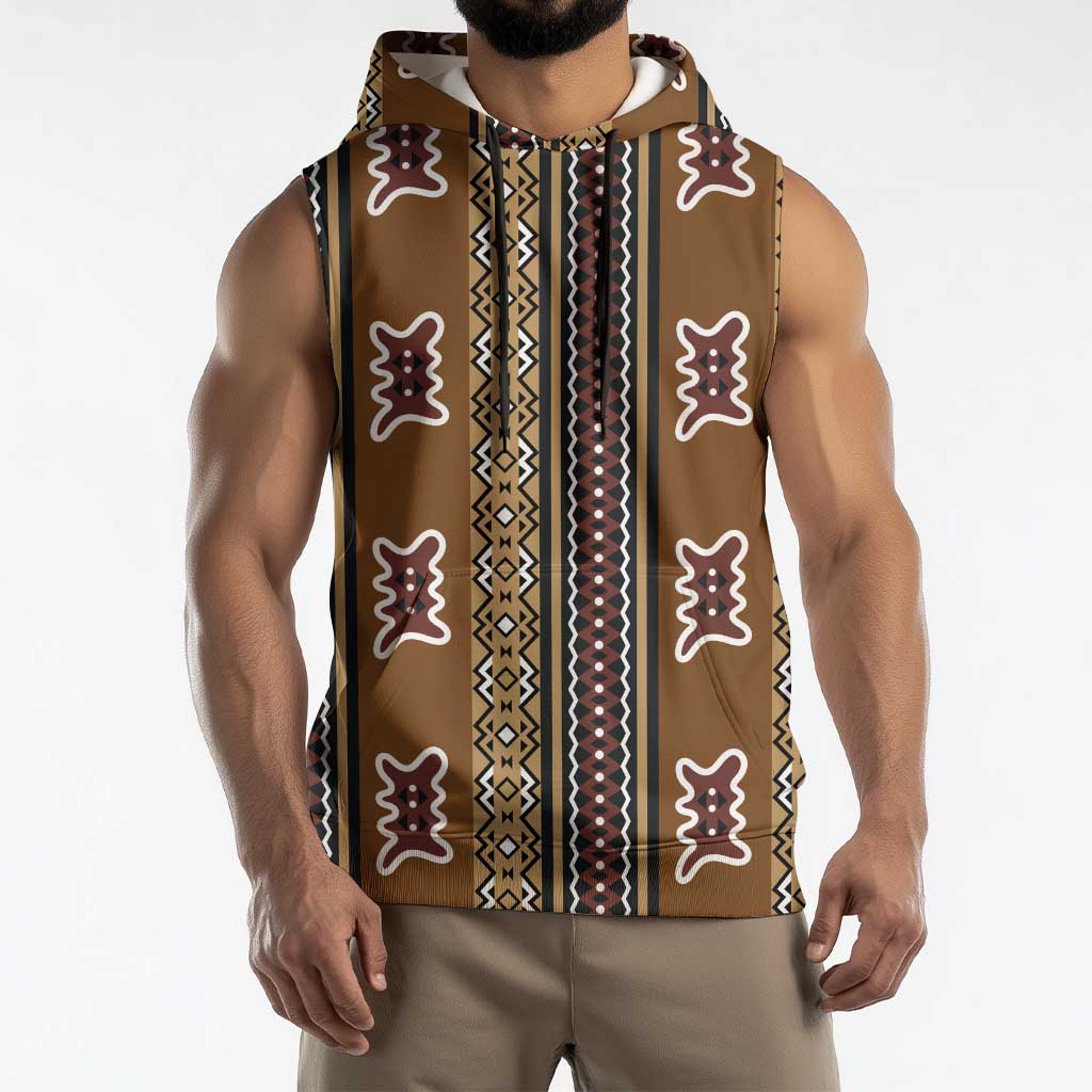 Mali Bologan Mud Cloth Pattern Sleeveless Hoodie - Wonder Print Shop