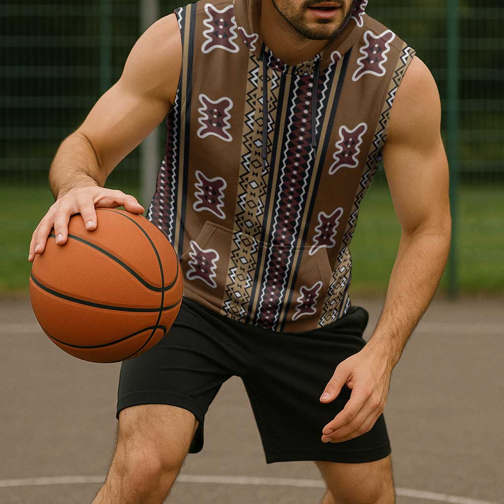 Mali Bologan Mud Cloth Pattern Sleeveless Hoodie - Wonder Print Shop