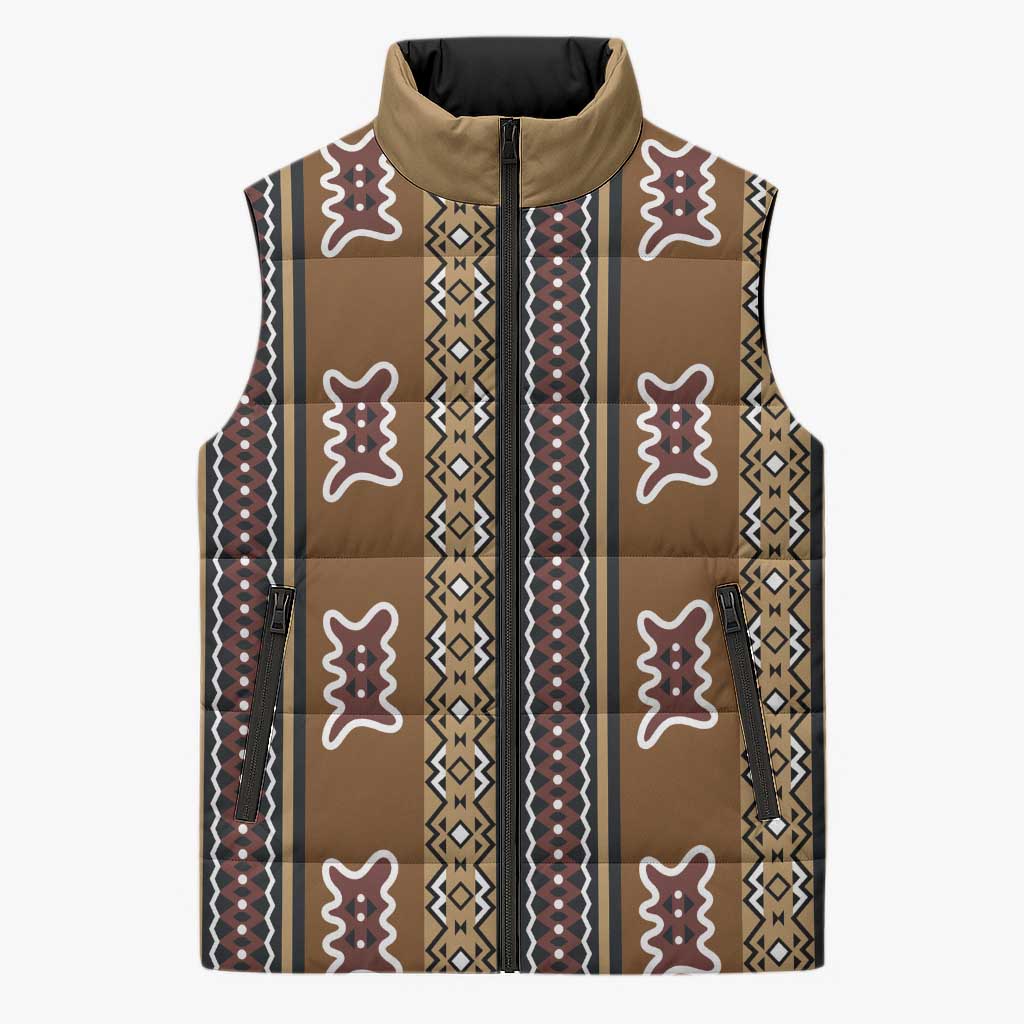 Mali Bologan Mud Cloth Pattern Sleeveless Puffer Jacket - Wonder Print Shop