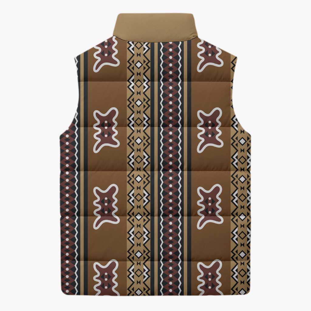 Mali Bologan Mud Cloth Pattern Sleeveless Puffer Jacket - Wonder Print Shop