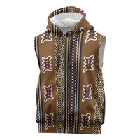 Mali Bologan Mud Cloth Pattern Sleeveless Zip Hoodie - Wonder Print Shop