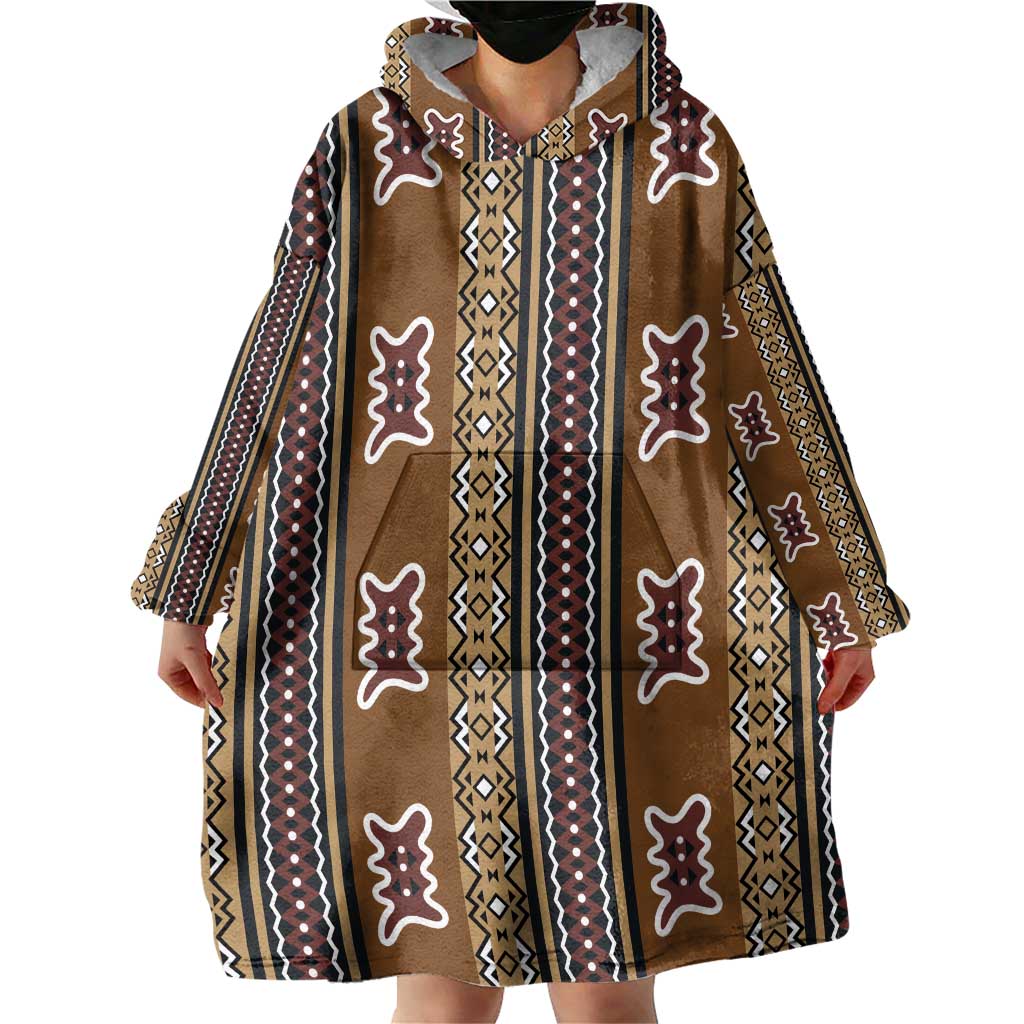 Mali Bologan Mud Cloth Pattern Wearable Blanket Hoodie - Wonder Print Shop
