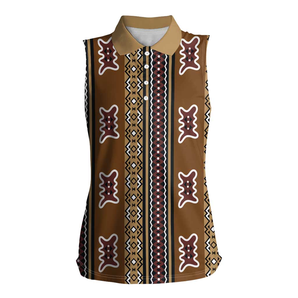 Mali Bologan Mud Cloth Pattern Women Sleeveless Polo Shirt - Wonder Print Shop