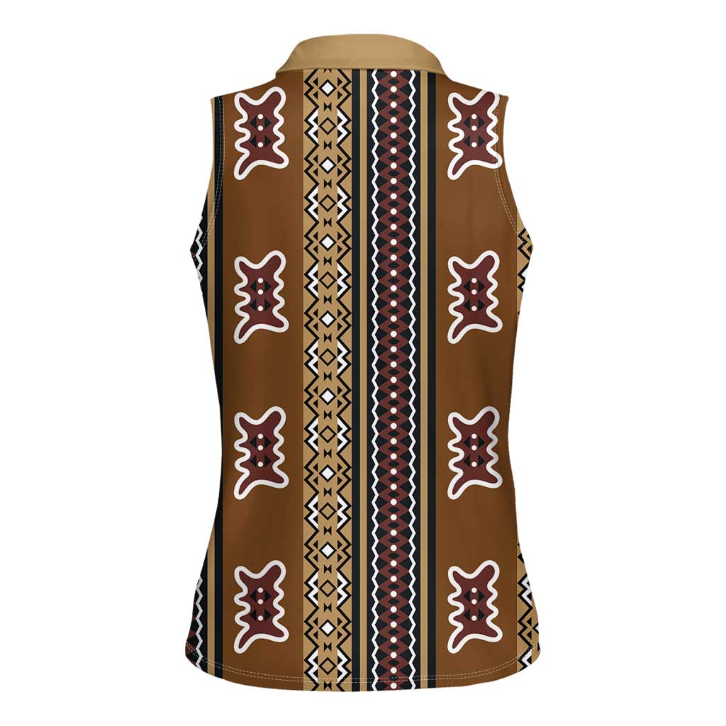 Mali Bologan Mud Cloth Pattern Women Sleeveless Polo Shirt - Wonder Print Shop