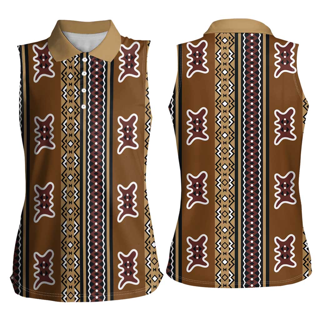 Mali Bologan Mud Cloth Pattern Women Sleeveless Polo Shirt - Wonder Print Shop