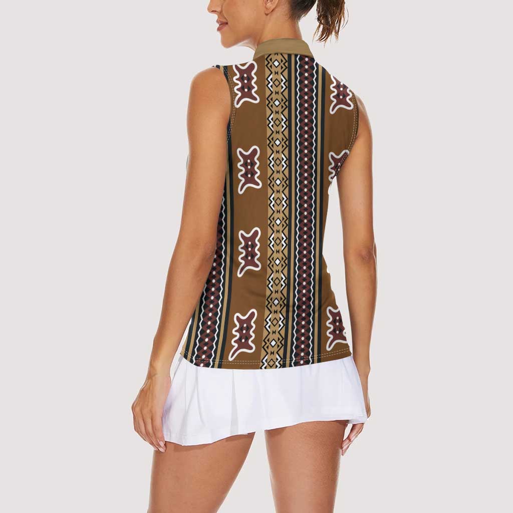 Mali Bologan Mud Cloth Pattern Women Sleeveless Polo Shirt - Wonder Print Shop