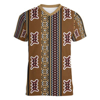 Mali Bologan Mud Cloth Pattern Women V-Neck T-Shirt - Wonder Print Shop
