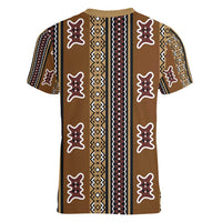 Mali Bologan Mud Cloth Pattern Women V-Neck T-Shirt - Wonder Print Shop