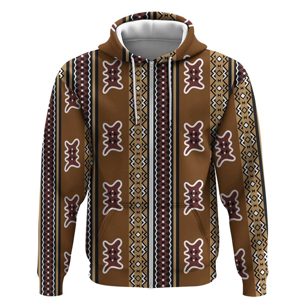 Mali Bologan Mud Cloth Pattern Zip Hoodie - Wonder Print Shop