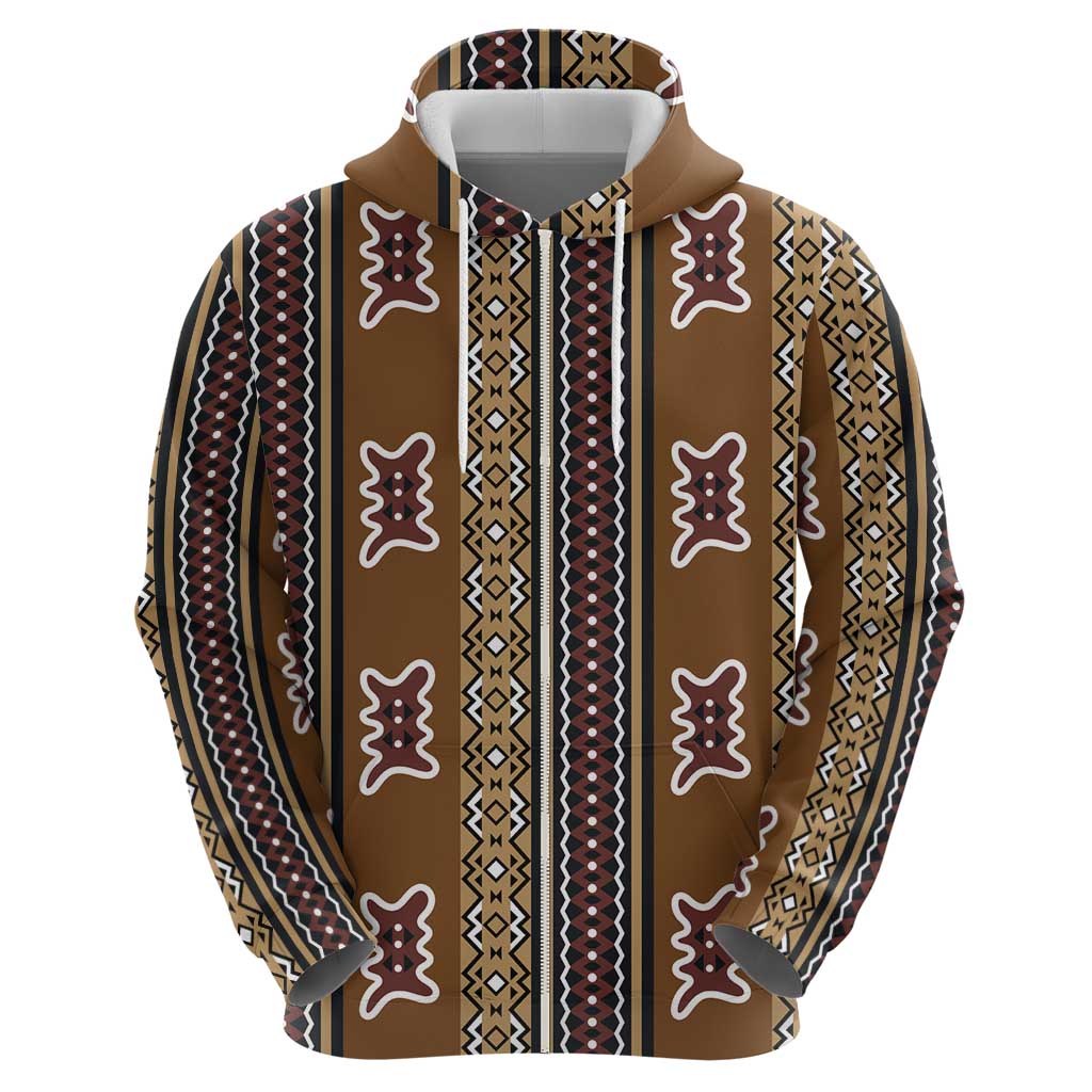 Mali Bologan Mud Cloth Pattern Zip Hoodie - Wonder Print Shop