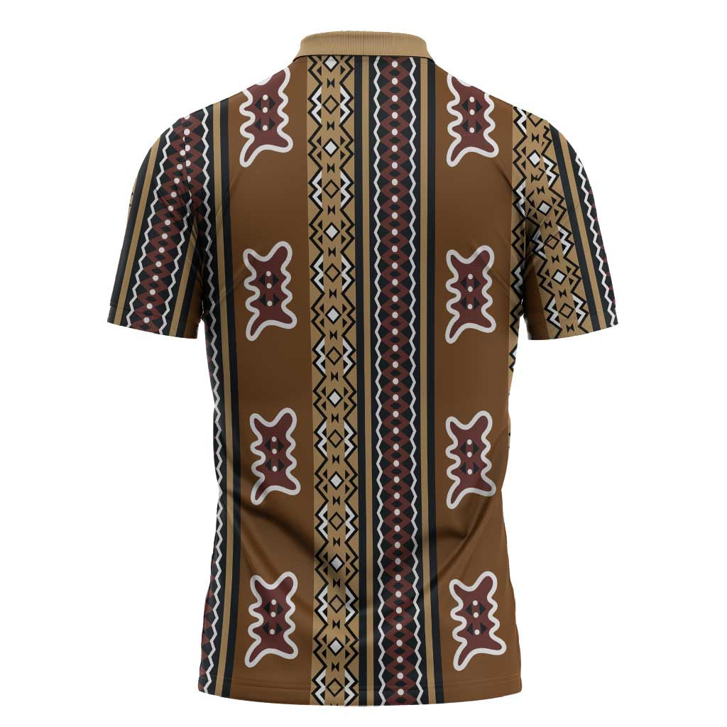 Mali Bologan Mud Cloth Pattern Zipper Polo Shirt - Wonder Print Shop