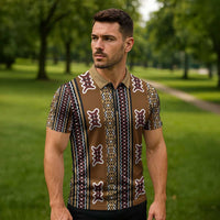 Mali Bologan Mud Cloth Pattern Zipper Polo Shirt - Wonder Print Shop