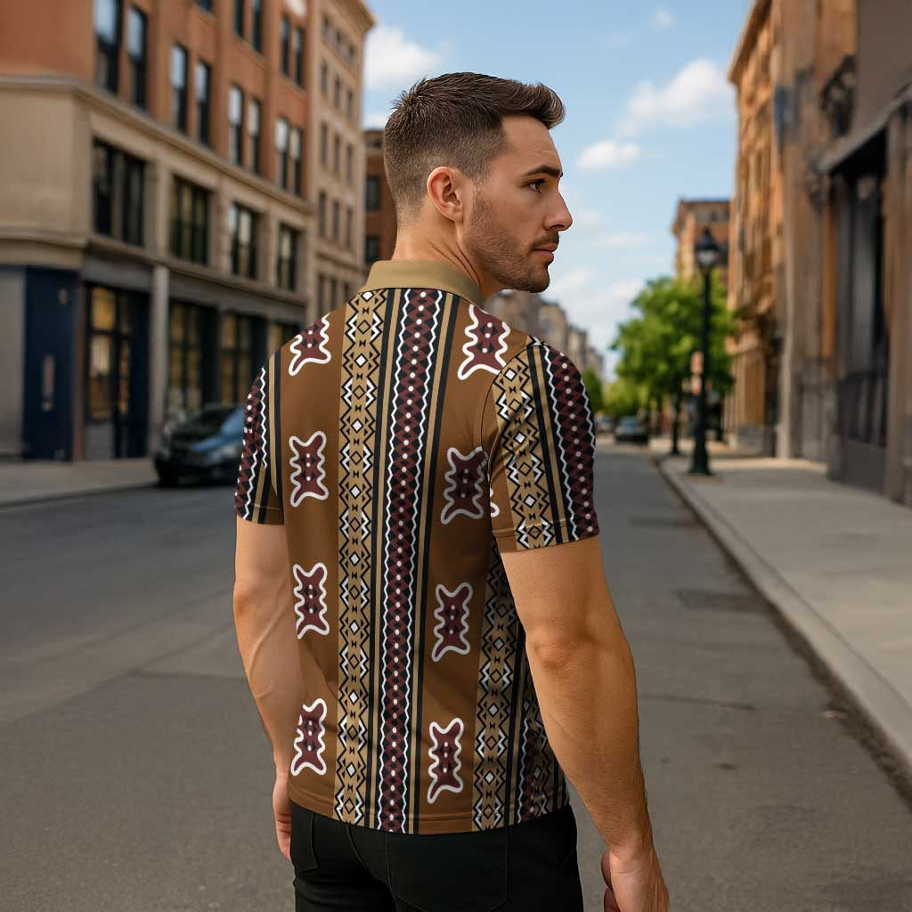 Mali Bologan Mud Cloth Pattern Zipper Polo Shirt LT15