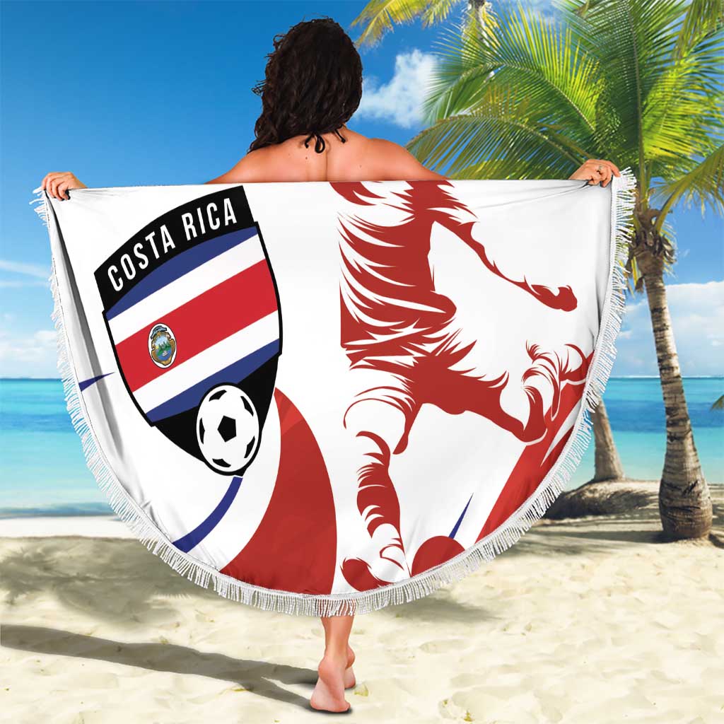Custom Costa Rica Football Beach Blanket Los Ticos With Bull Mascot - Wonder Print Shop
