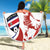 Custom Costa Rica Football Beach Blanket Los Ticos With Bull Mascot - Wonder Print Shop