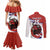 Custom Costa Rica Football Couples Matching Mermaid Dress and Long Sleeve Button Shirt Los Ticos With Bull Mascot
