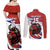 Custom Costa Rica Football Couples Matching Off Shoulder Maxi Dress and Long Sleeve Button Shirt Los Ticos With Bull Mascot - Wonder Print Shop
