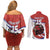 Custom Costa Rica Football Couples Matching Off Shoulder Short Dress and Long Sleeve Button Shirt Los Ticos With Bull Mascot - Wonder Print Shop