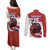 Custom Costa Rica Football Couples Matching Puletasi and Long Sleeve Button Shirt Los Ticos With Bull Mascot - Wonder Print Shop