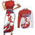 Custom Costa Rica Football Couples Matching Short Sleeve Bodycon Dress and Long Sleeve Button Shirt Los Ticos With Bull Mascot - Wonder Print Shop