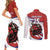 Custom Costa Rica Football Couples Matching Short Sleeve Bodycon Dress and Long Sleeve Button Shirt Los Ticos With Bull Mascot - Wonder Print Shop