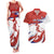 Custom Costa Rica Football Couples Matching Tank Maxi Dress and Hawaiian Shirt Los Ticos With Bull Mascot - Wonder Print Shop