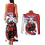 Custom Costa Rica Football Couples Matching Tank Maxi Dress and Long Sleeve Button Shirt Los Ticos With Bull Mascot - Wonder Print Shop