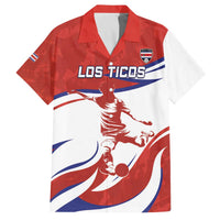 Custom Costa Rica Football Family Matching Off The Shoulder Long Sleeve Dress and Hawaiian Shirt Los Ticos With Bull Mascot - Wonder Print Shop