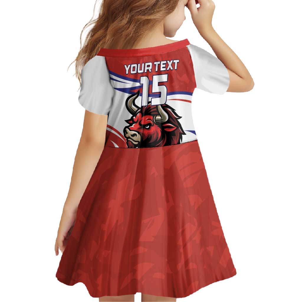 Custom Costa Rica Football Family Matching Off Shoulder Maxi Dress and Hawaiian Shirt Los Ticos With Bull Mascot - Wonder Print Shop