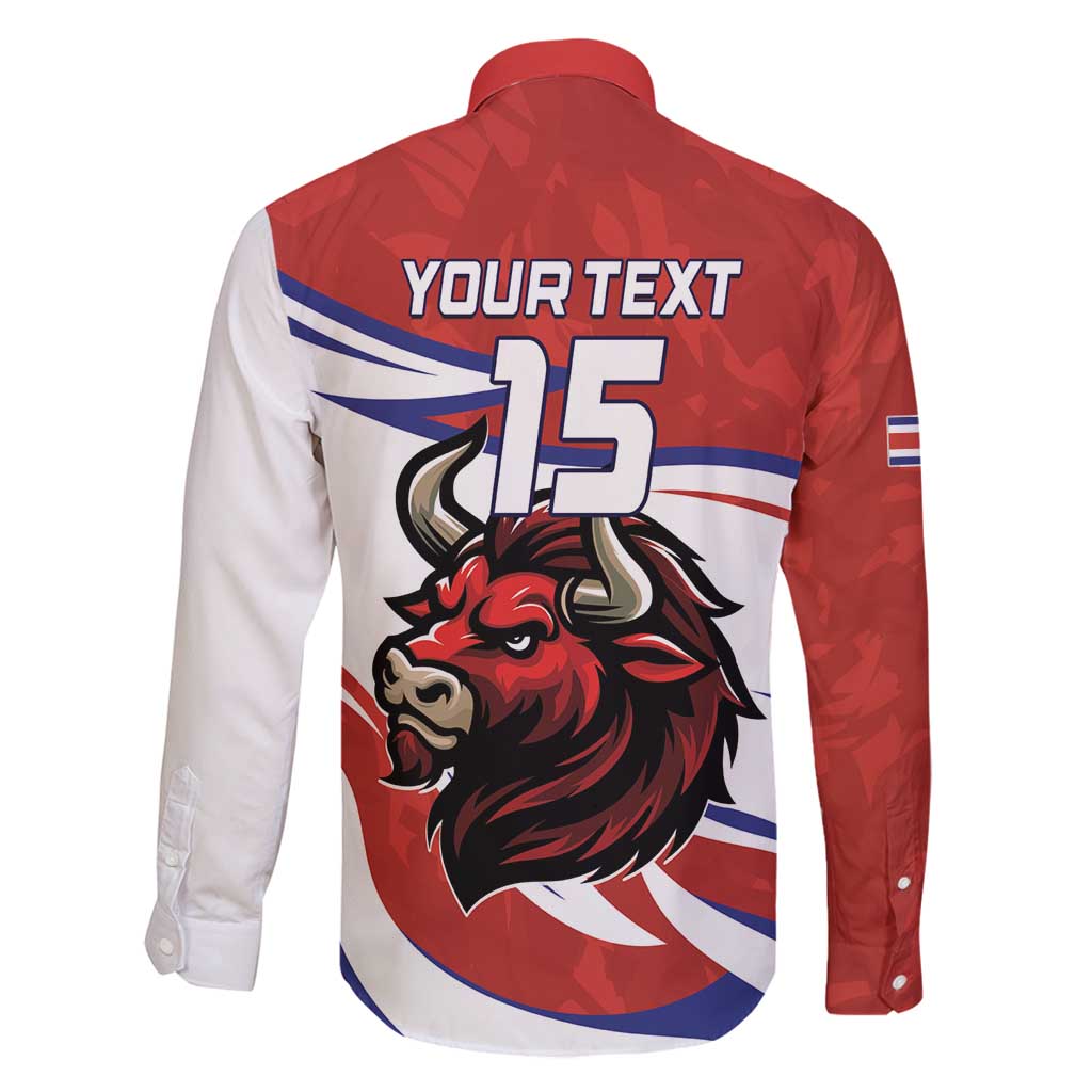 Custom Costa Rica Football Family Matching Off Shoulder Maxi Dress and Hawaiian Shirt Los Ticos With Bull Mascot - Wonder Print Shop