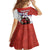 Custom Costa Rica Football Family Matching Off Shoulder Short Dress and Hawaiian Shirt Los Ticos With Bull Mascot - Wonder Print Shop