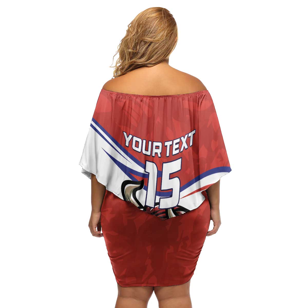 Custom Costa Rica Football Family Matching Off Shoulder Short Dress and Hawaiian Shirt Los Ticos With Bull Mascot - Wonder Print Shop