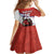 Custom Costa Rica Football Family Matching Short Sleeve Bodycon Dress and Hawaiian Shirt Los Ticos With Bull Mascot - Wonder Print Shop