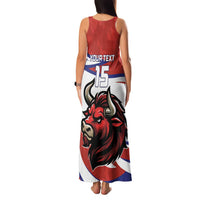 Custom Costa Rica Football Family Matching Tank Maxi Dress and Hawaiian Shirt Los Ticos With Bull Mascot - Wonder Print Shop