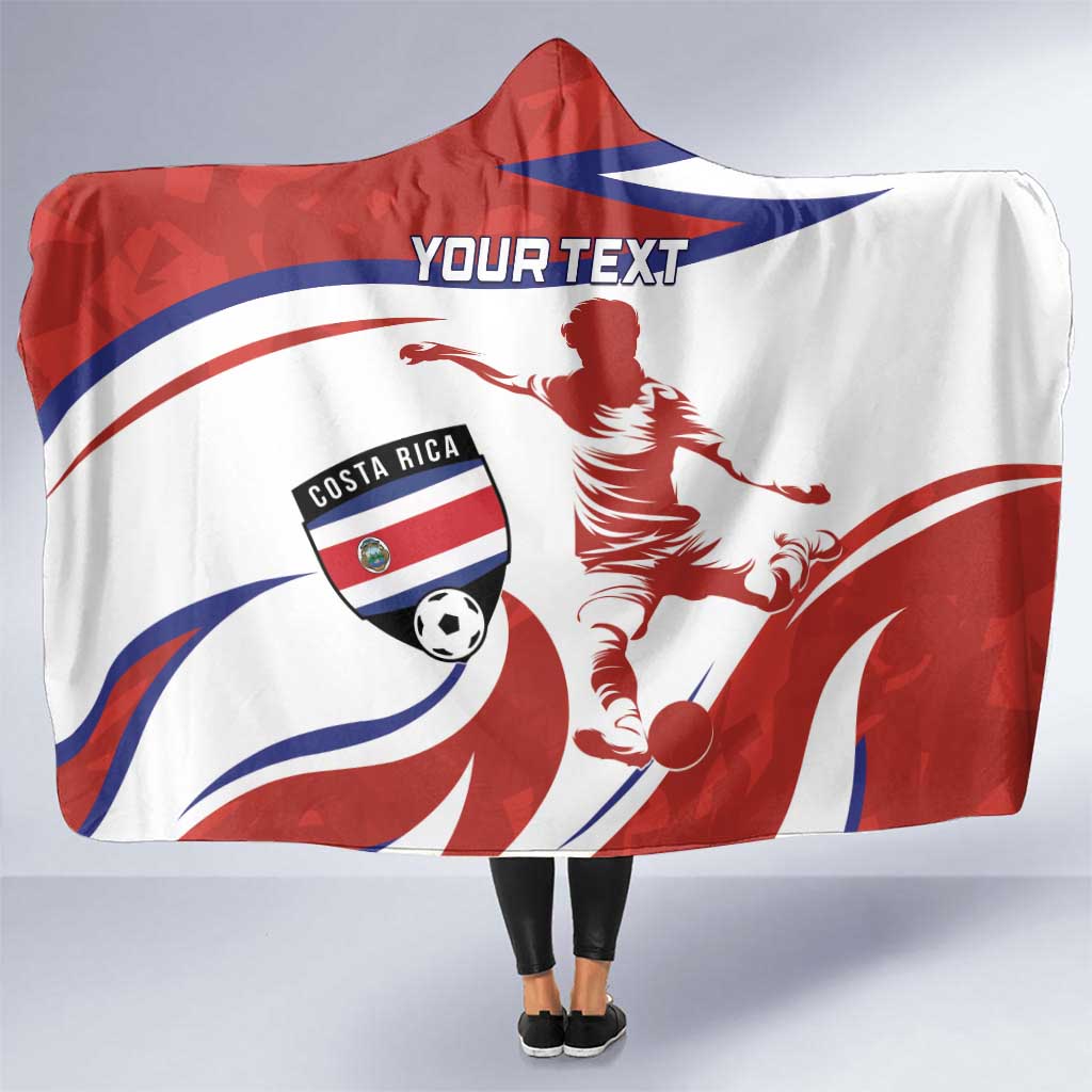 Custom Costa Rica Football Hooded Blanket Los Ticos With Bull Mascot