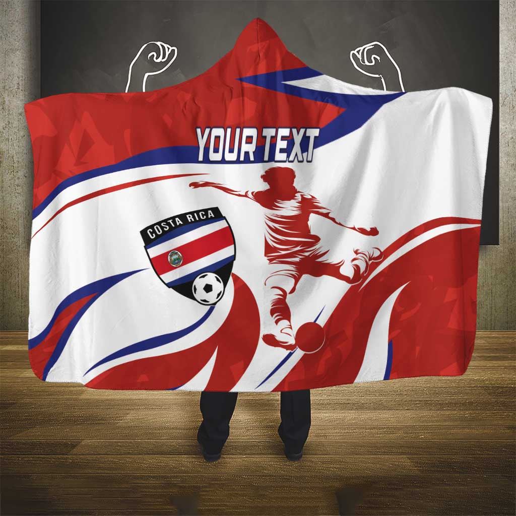 Custom Costa Rica Football Hooded Blanket Los Ticos With Bull Mascot