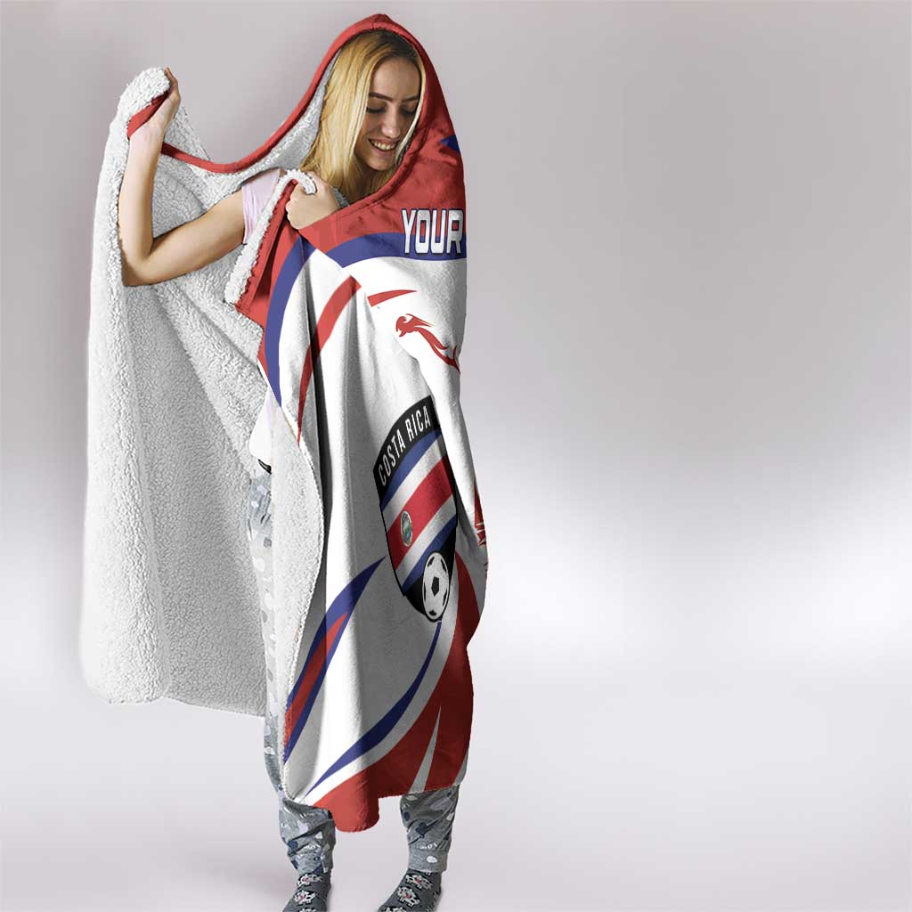 Custom Costa Rica Football Hooded Blanket Los Ticos With Bull Mascot