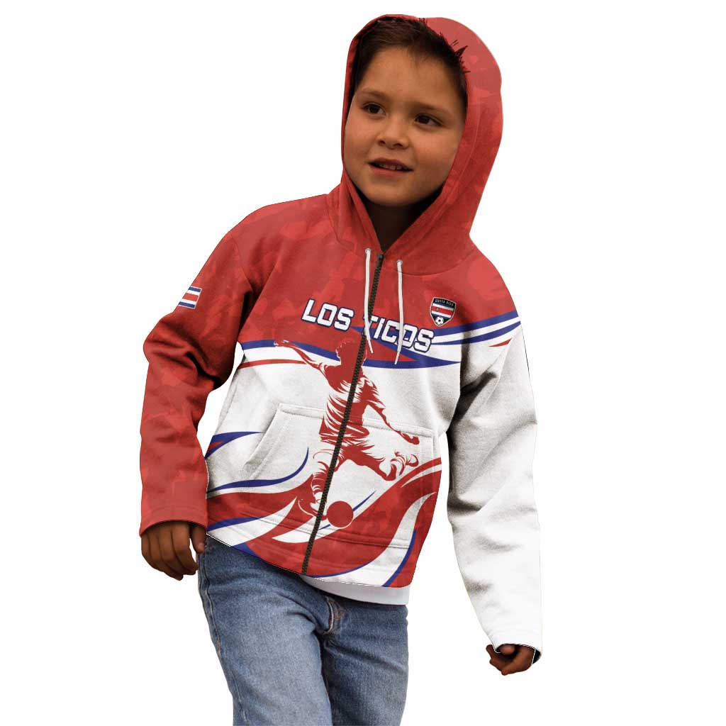 Custom Costa Rica Football Kid Hoodie Los Ticos With Bull Mascot - Wonder Print Shop