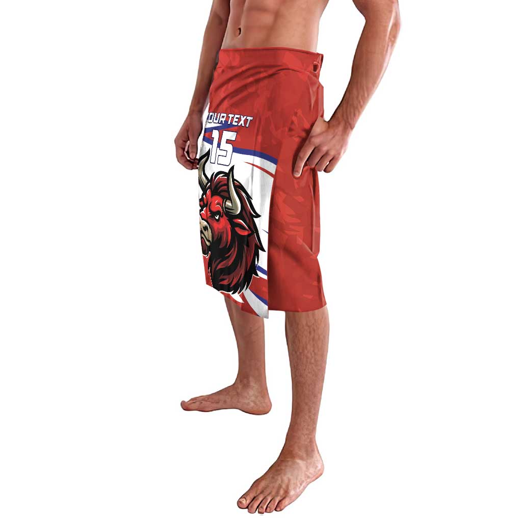 Custom Costa Rica Football Lavalava Los Ticos With Bull Mascot - Wonder Print Shop