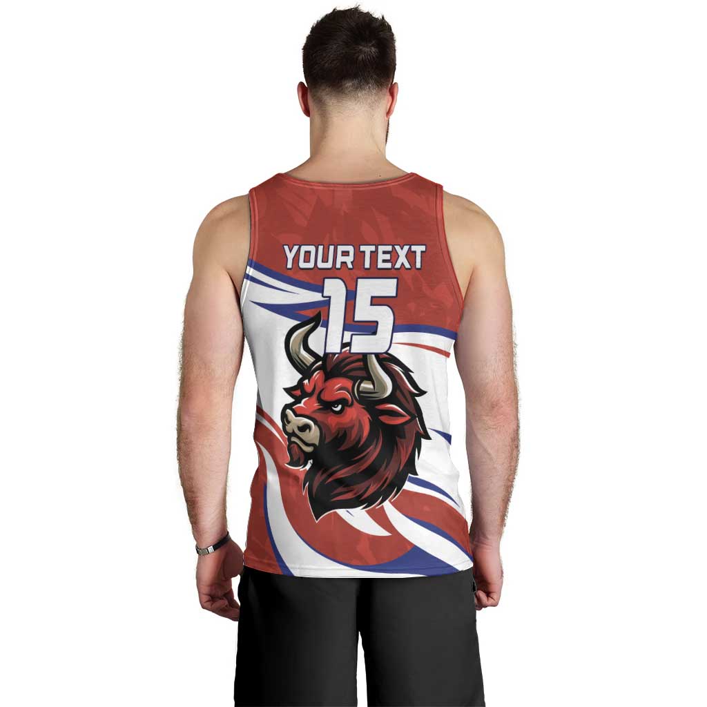 Custom Costa Rica Football Men Tank Top Los Ticos With Bull Mascot - Wonder Print Shop