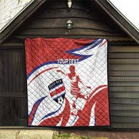 Custom Costa Rica Football Quilt Los Ticos With Bull Mascot - Wonder Print Shop